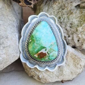 Mother Earth Natural Royston turquoise Ring Tillie Jon Navajo handmade sz 6